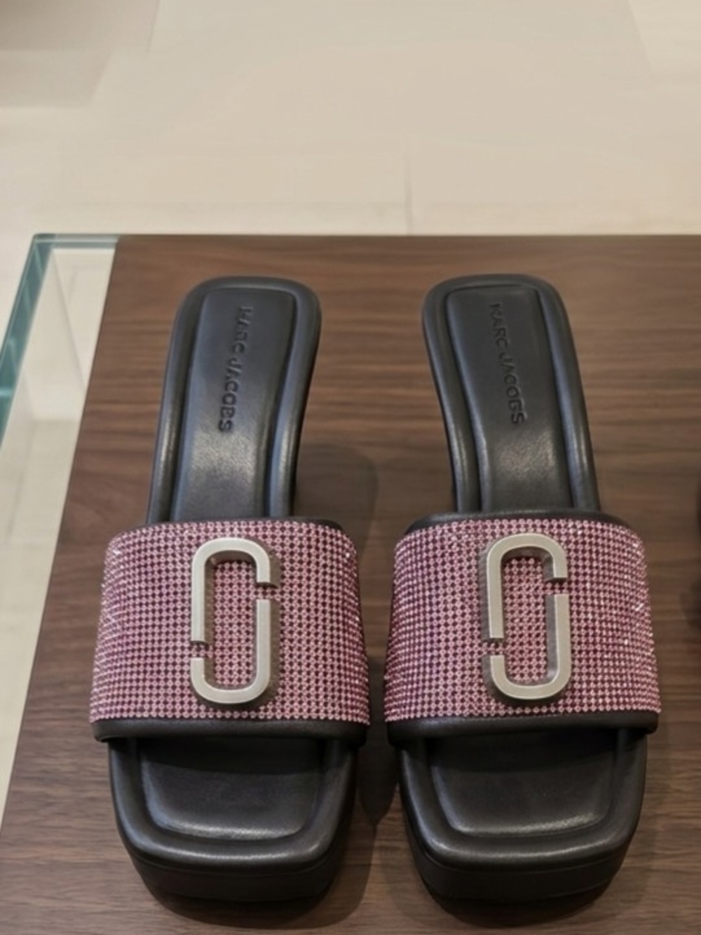 EUC Marc Jacobs Pink Crystal-Embellished Slide Heels - Picture 6 of 7